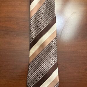 VTG late 60’s-early 70’s Domani Brown and Cream Striped Tie HANDMADE IN ITALY